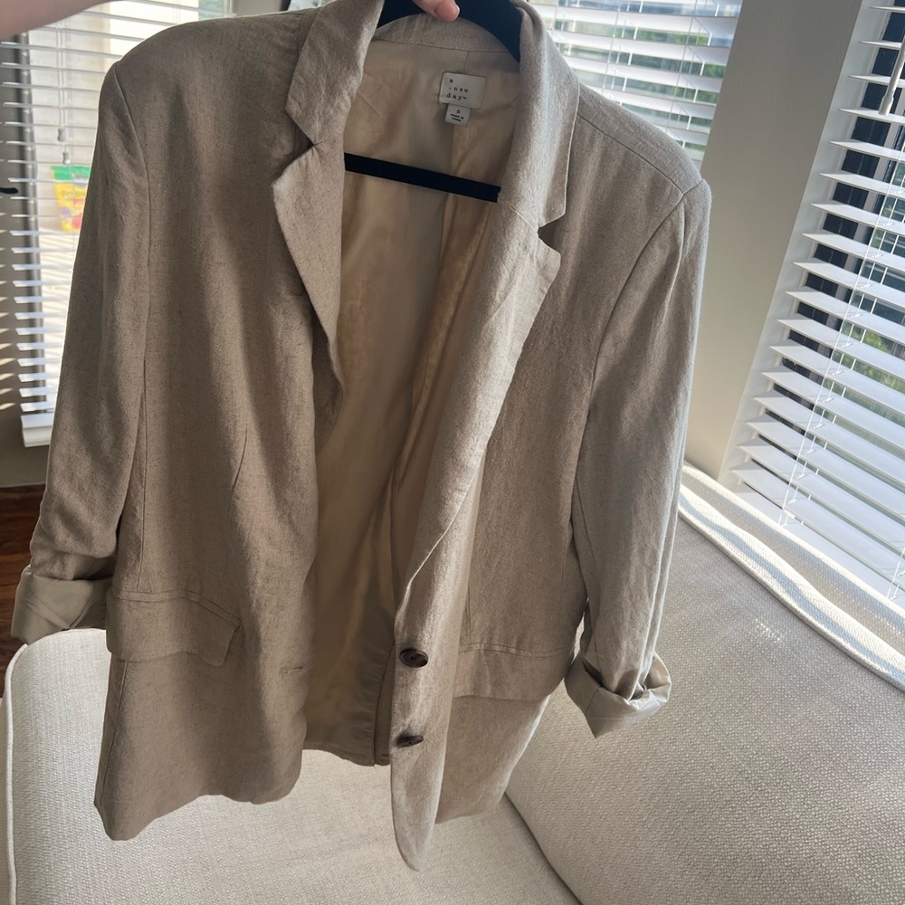 a new day Women's Beige Linen-Blend Blazer - Picture 2 of 5